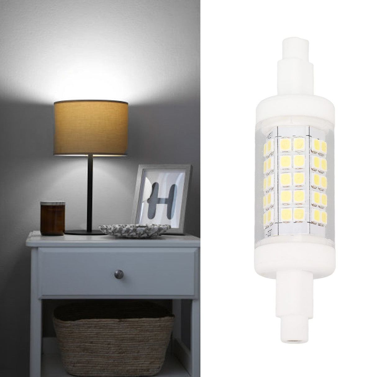 R7s LED Bulb 80mm 5W Double End Floodlight with 60LED 6000K White Light Corn Lighting for Replacement 220V