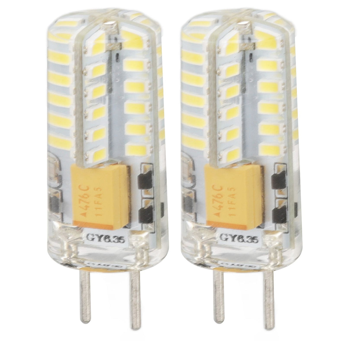GY6.35 Bulb Eye Protection Energy Saving 6000K 3W 48 LED Light Bulb for Chandelier Table Lamp 12V 2pcs