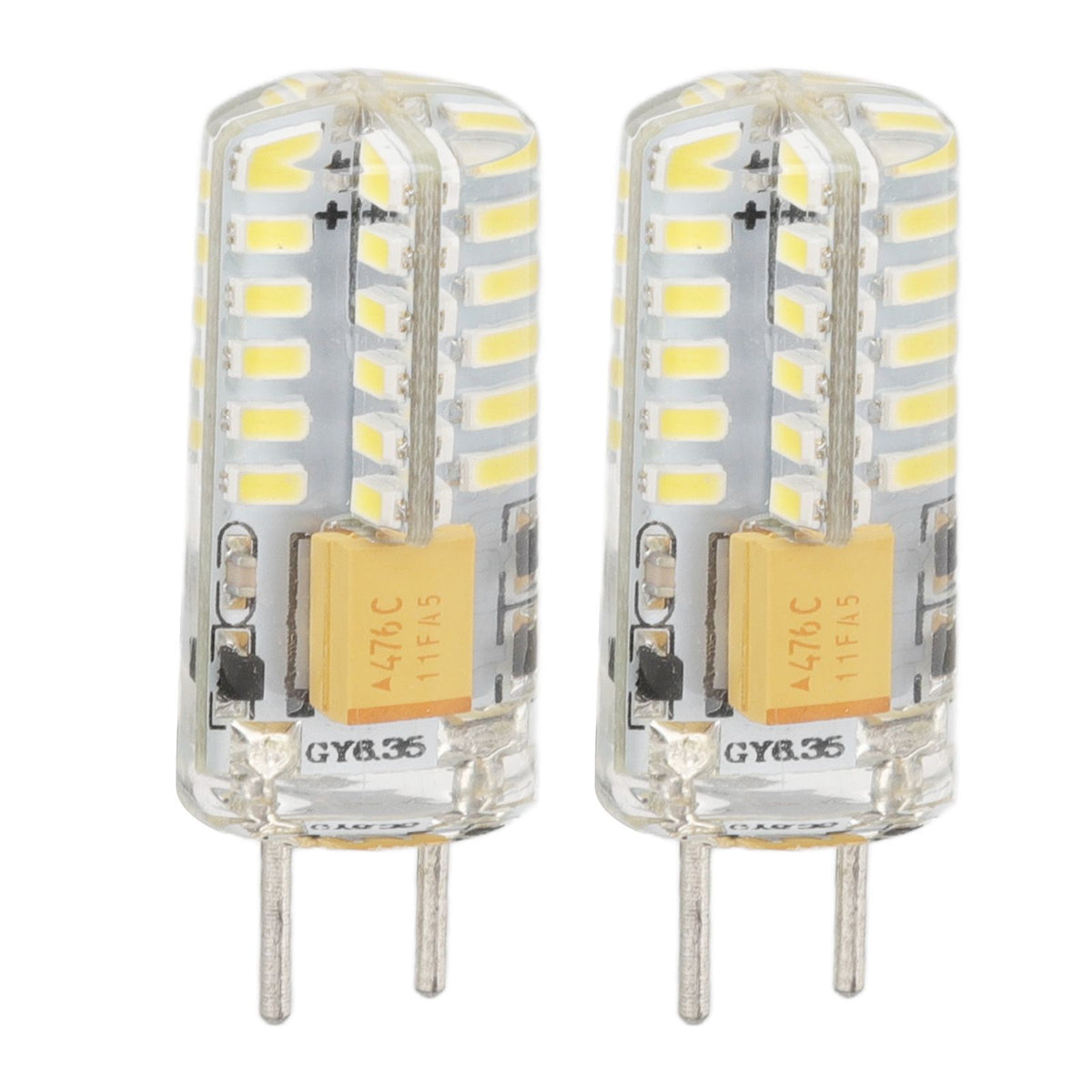 GY6.35 Bulb Eye Protection Energy Saving 6000K 3W 48 LED Light Bulb for Chandelier Table Lamp 12V 2pcs
