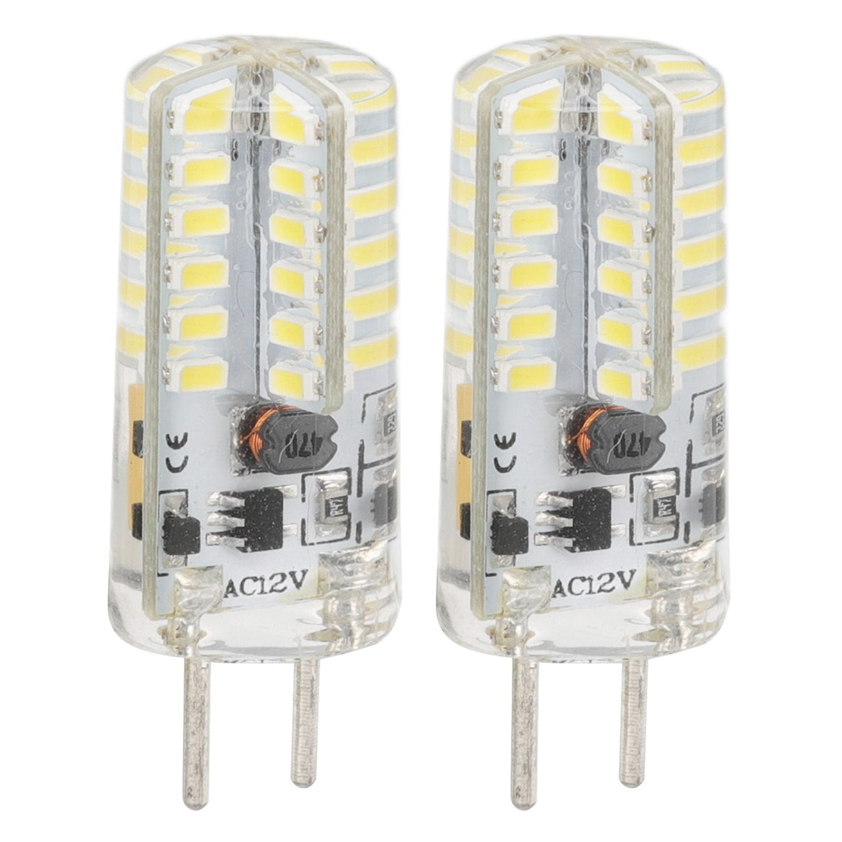 GY6.35 Bulb Eye Protection Energy Saving 6000K 3W 48 LED Light Bulb for Chandelier Table Lamp 12V 2pcs