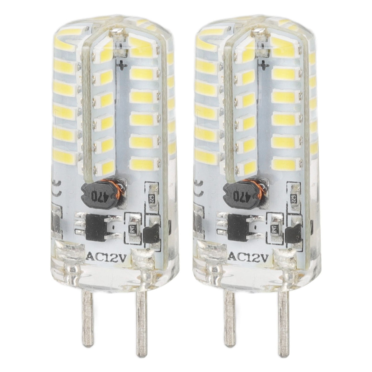 GY6.35 Bulb Eye Protection Energy Saving 6000K 3W 48 LED Light Bulb for Chandelier Table Lamp 12V 2pcs