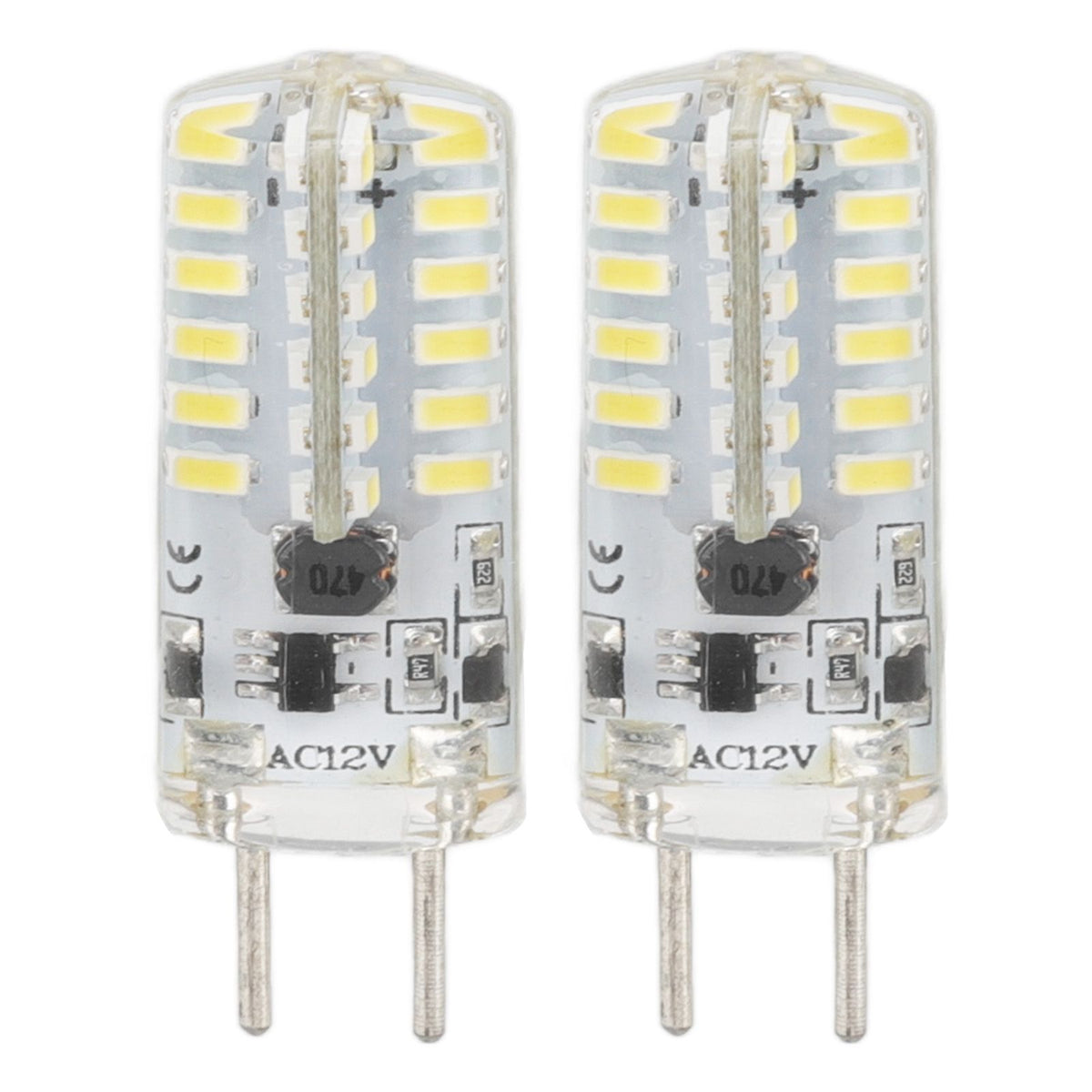 GY6.35 Bulb Eye Protection Energy Saving 6000K 3W 48 LED Light Bulb for Chandelier Table Lamp 12V 2pcs
