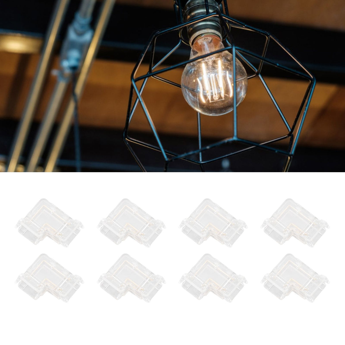 8pcs LED Strip Light Connector Professional Transparent 3Pin L Shaped COB Connector for COB LED Strip Light