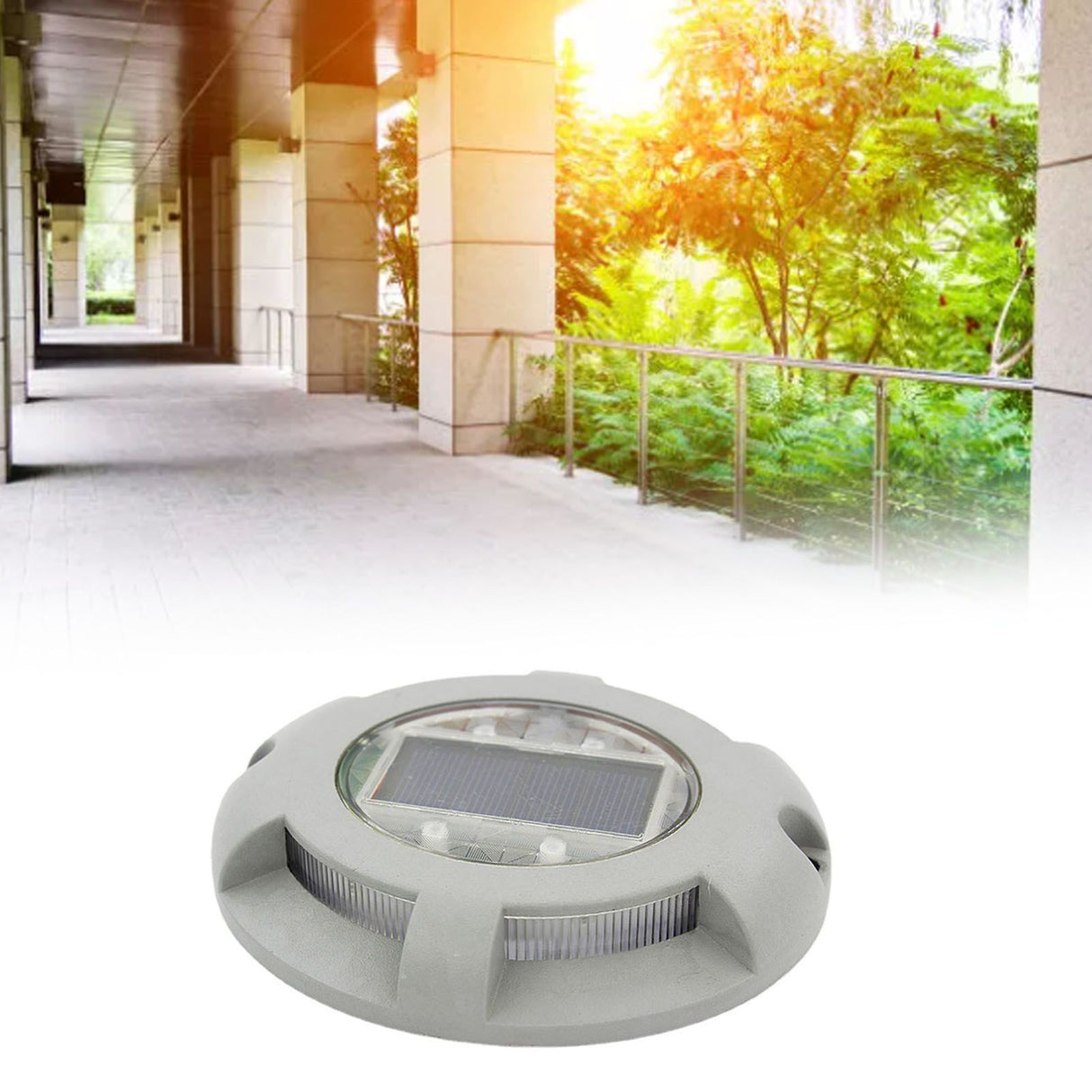 Solar Step Light IP65 Waterproof Round Aluminum Alloy Outdoor LED Stair Lamp for Deck Courtyard Pathway Warm Color