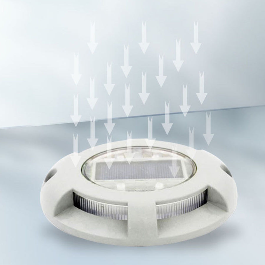 Solar Step Light IP65 Waterproof Round Aluminum Alloy Outdoor LED Stair Lamp for Deck Courtyard Pathway Warm Color