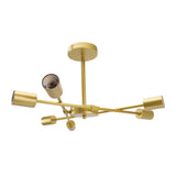 Retro Industrial 6 Light Semi Flush Mount Ceiling Light Fixture Modern Sputnik Chandelier for Art Restaurant Bar Bedroom110‑220V Golden - Side View