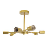 Retro Industrial 6 Light Semi Flush Mount Ceiling Light Fixture Modern Sputnik Chandelier for Art Restaurant Bar Bedroom110‑220V Golden - Top-Down View