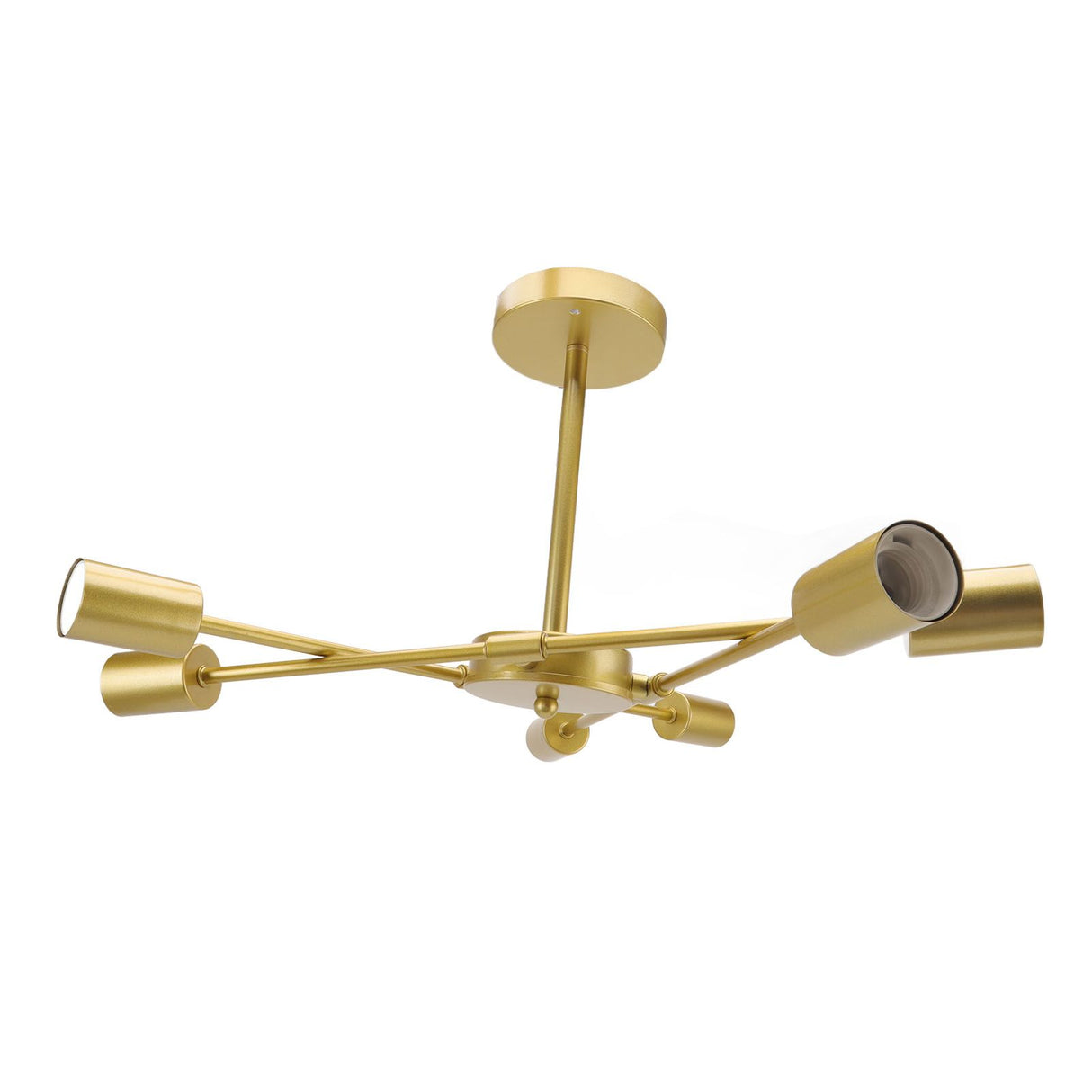 Retro Industrial 6 Light Semi Flush Mount Ceiling Light Fixture Modern Sputnik Chandelier for Art Restaurant Bar Bedroom110‑220V Golden