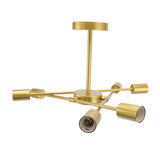 Retro Industrial 6 Light Semi Flush Mount Ceiling Light Fixture Modern Sputnik Chandelier for Art Restaurant Bar Bedroom110‑220V Golden - Rear View