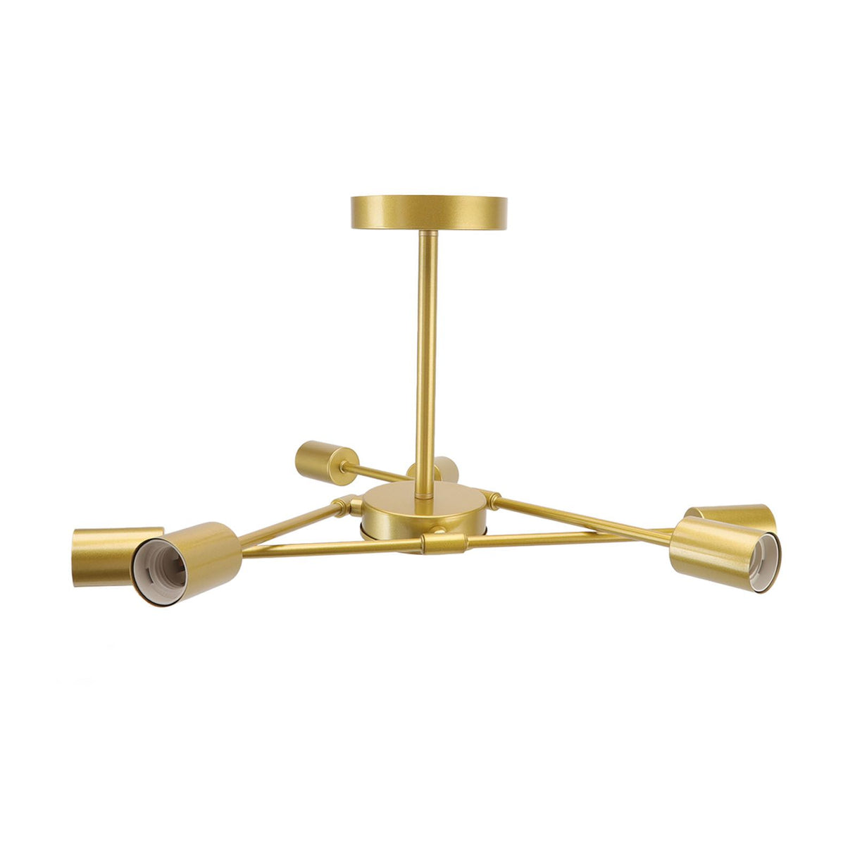 Retro Industrial 6 Light Semi Flush Mount Ceiling Light Fixture Modern Sputnik Chandelier for Art Restaurant Bar Bedroom110‑220V Golden