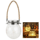 Hanging Solar Light Thickened Crackle Glass Style Waterproof Smar Sensor Hanging Solar Lantern for Garden Yard Pathway - 45-Degree Angle
