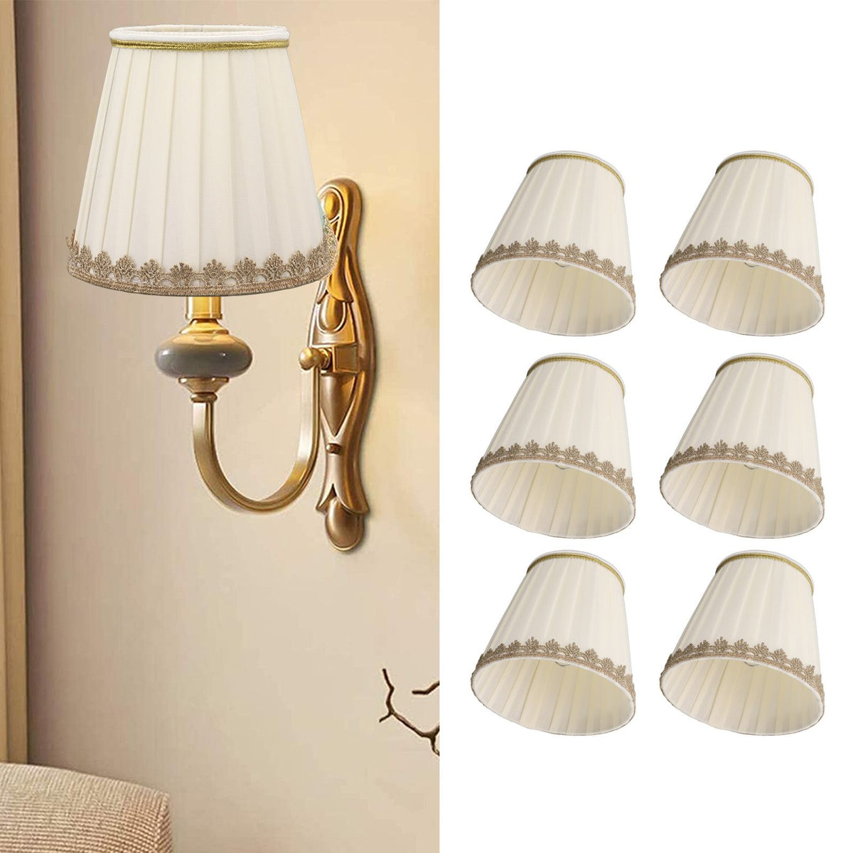 6PCS Candle Lamp Lampshade Clip On Fabrics Lampshades Set for Table Lamp Wall Lamp
