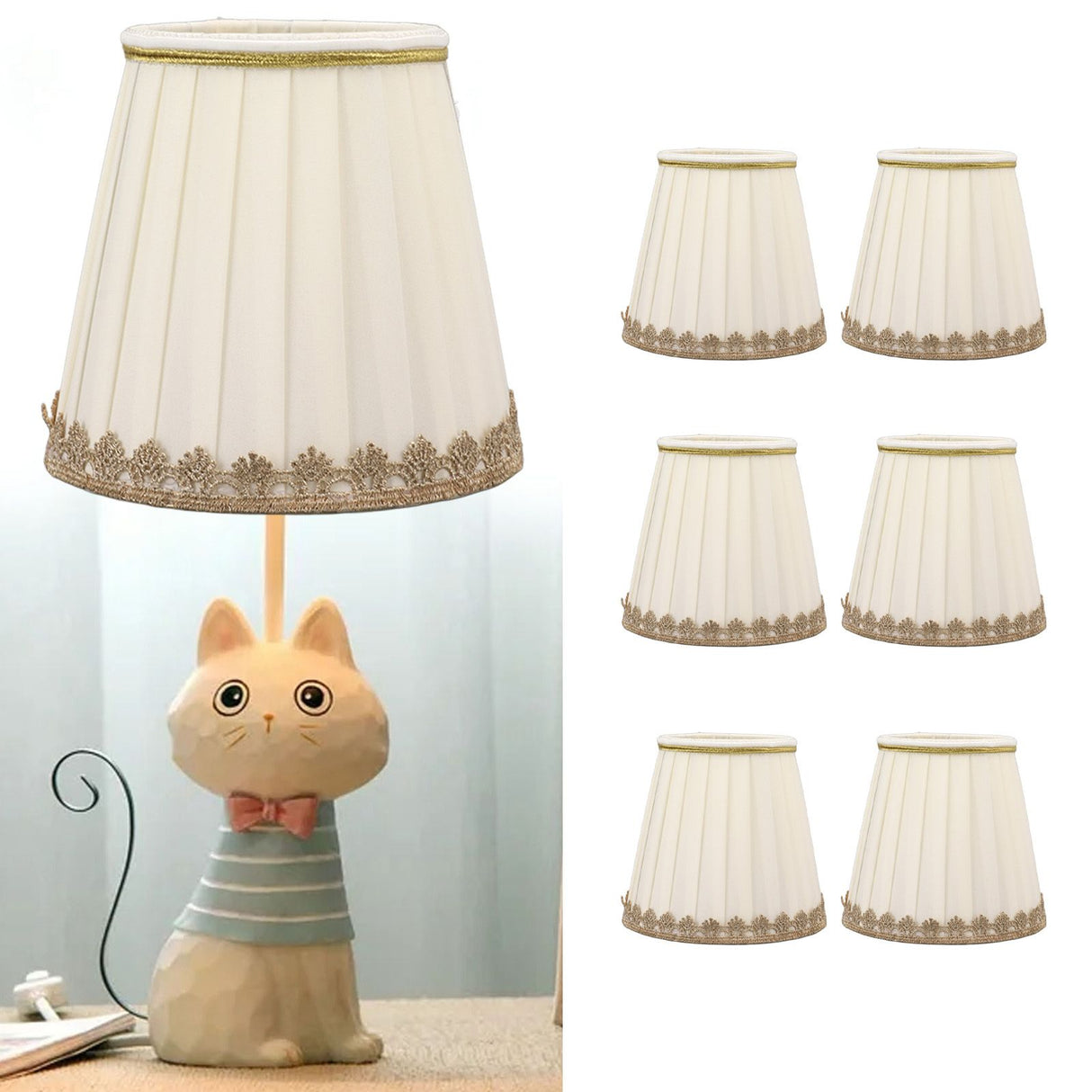 6PCS Candle Lamp Lampshade Clip On Fabrics Lampshades Set for Table Lamp Wall Lamp