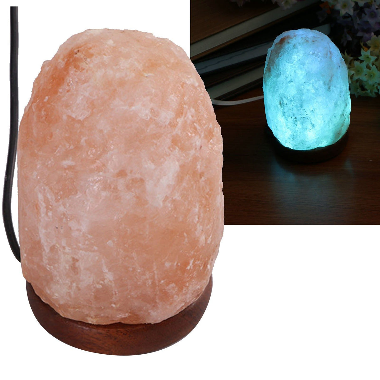 Himalayan Salt Lamp Colorful Changing LED Crystal Salt Lamp USB Power Natural Landscape Light