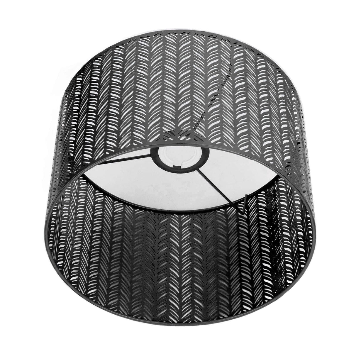 Drum Lamp Shade E27 E14 Clip Fir Leaf Shape Hollow Out Metal Decorative Lampshade Cover for Table Wall Ceiling Lamp Black