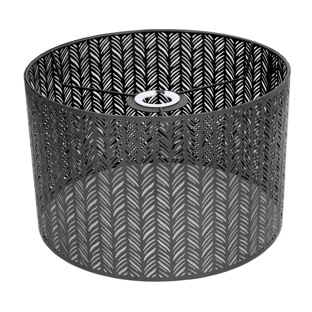 Drum Lamp Shade E27 E14 Clip Fir Leaf Shape Hollow Out Metal Decorative Lampshade Cover for Table Wall Ceiling Lamp Black