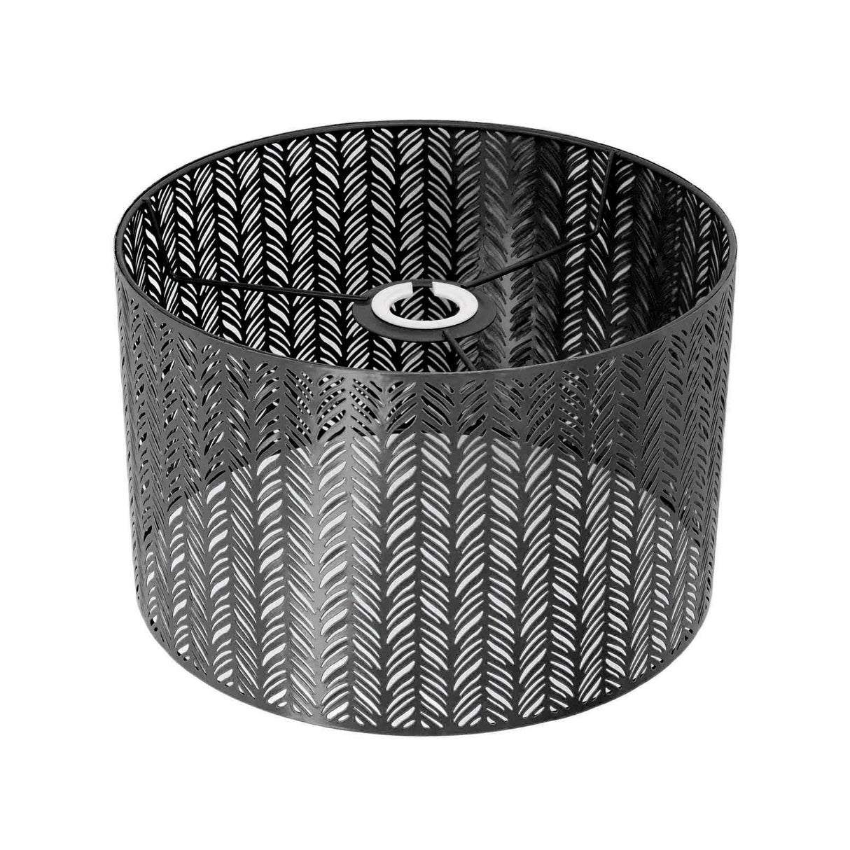 Drum Lamp Shade E27 E14 Clip Fir Leaf Shape Hollow Out Metal Decorative Lampshade Cover for Table Wall Ceiling Lamp Black