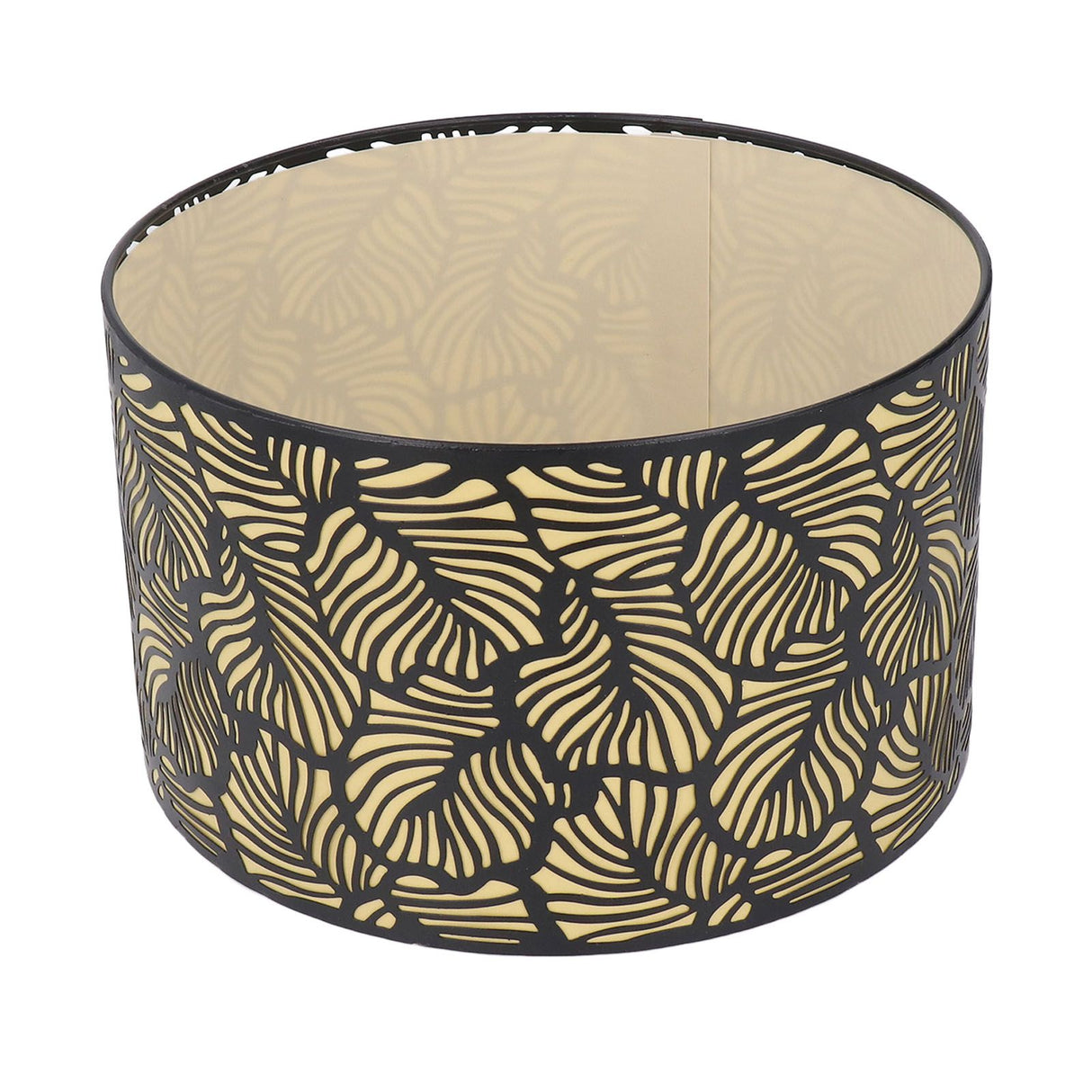 Black Hollow Metal Lampshade with Yellow Lining Metal Table Lamp Light Shade for E27 E14 Caliber Base