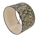 Black Hollow Metal Lampshade with Yellow Lining Metal Table Lamp Light Shade for E27 E14 Caliber Base - Front View