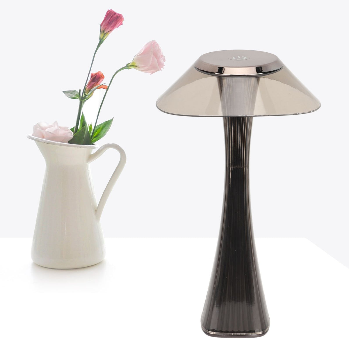 LED Table Lamp USB Charging Night Light 3 Lighting Mode with Touch Sensor for Home Room Smoky Grey