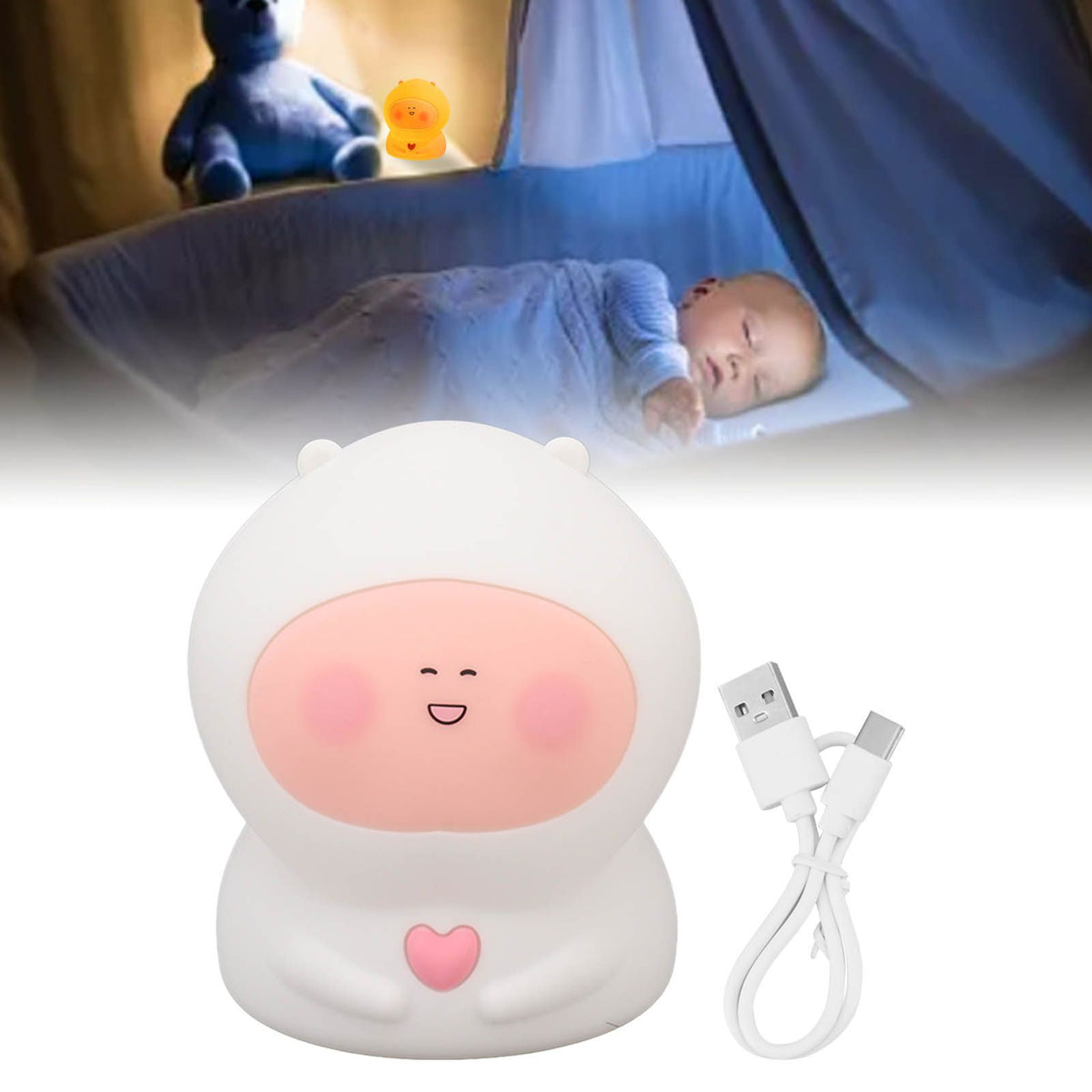 USB Fat Peach Night Tap Lamp with Timing Function Intelligent Colorful Silicone Tap Lamp for Teen Girls Bedroom