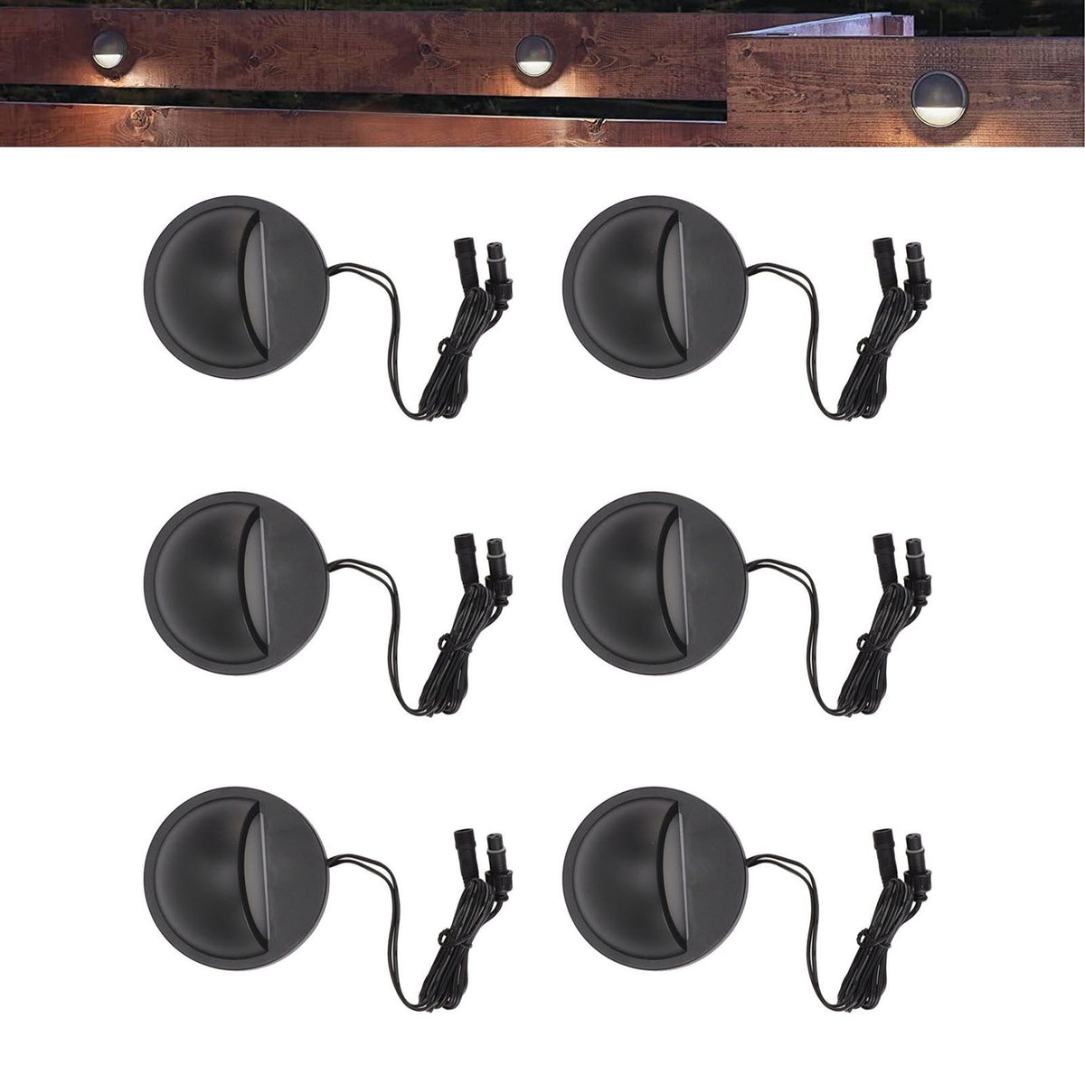 6PCS Low Voltage Deck Lights IP67 Waterproof Warm White LED Step Lamp for Garden Fence Stair 12 to 36V