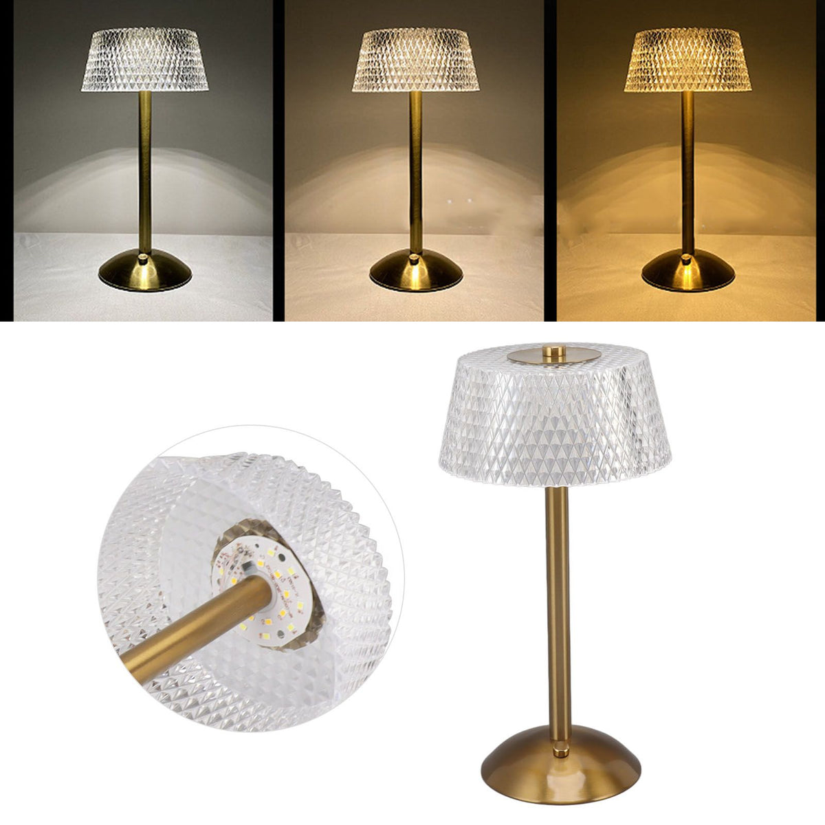 Acrylic Table Lamp Stepless Dimming LED Night Light with USB Cable for Kids Nursery Bedroom Nightstand