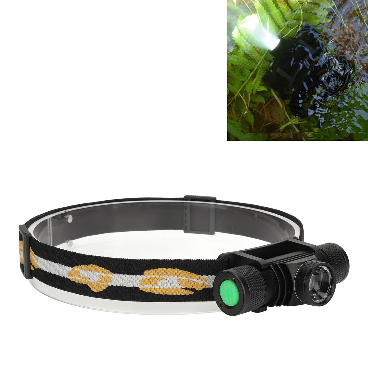Rechargeable Head Lamps with 6 Gear Rotary Zoom Waterproof Headlight for Adventure Hiking