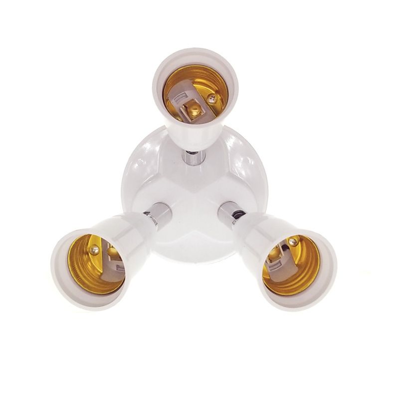 E27 Light Bulb Socket Adapter Splitter to 3 Heads Adjustable Angles for Wide Coverage Indoor Outdoor Use