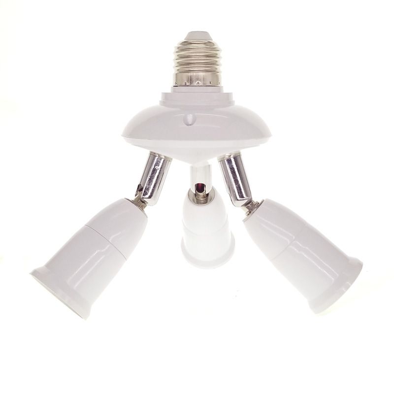 E27 Light Bulb Socket Adapter Splitter to 3 Heads Adjustable Angles for Wide Coverage Indoor Outdoor Use