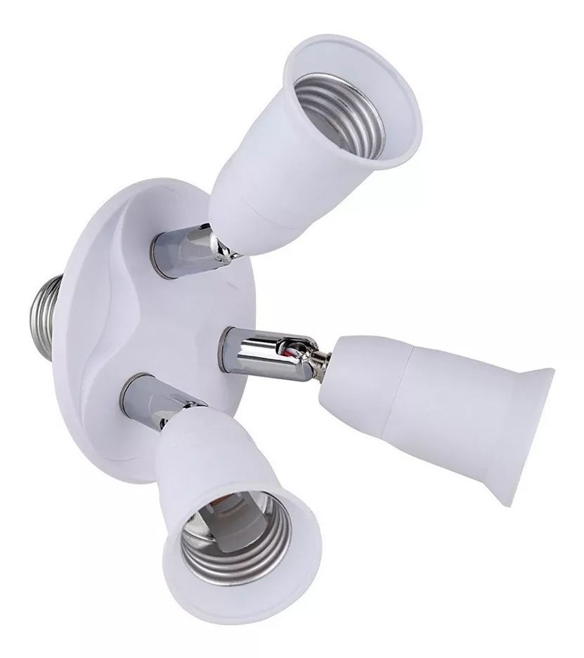 E27 Light Bulb Socket Adapter Splitter to 3 Heads Adjustable Angles for Wide Coverage Indoor Outdoor Use