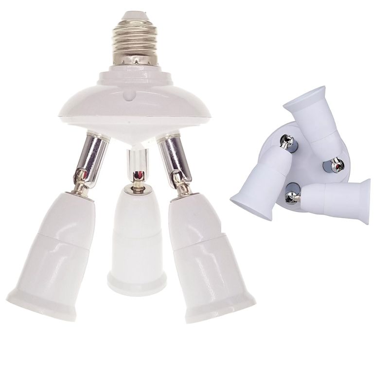 E27 Light Bulb Socket Adapter Splitter to 3 Heads Adjustable Angles for Wide Coverage Indoor Outdoor Use
