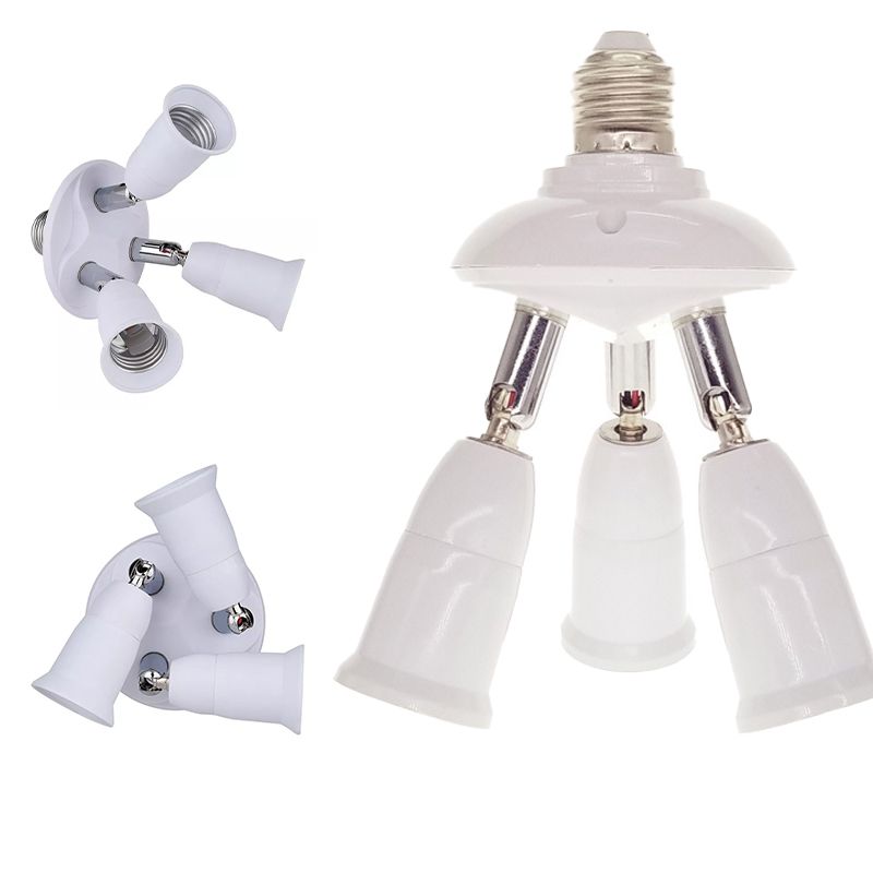 E27 Light Bulb Socket Adapter Splitter to 3 Heads Adjustable Angles for Wide Coverage Indoor Outdoor Use