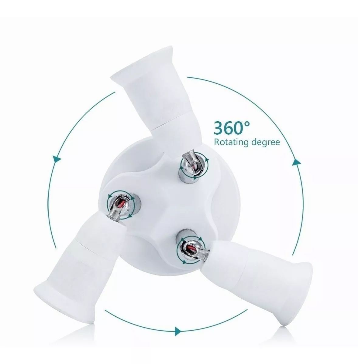 E27 Light Bulb Socket Adapter Splitter to 3 Heads Adjustable Angles for Wide Coverage Indoor Outdoor Use