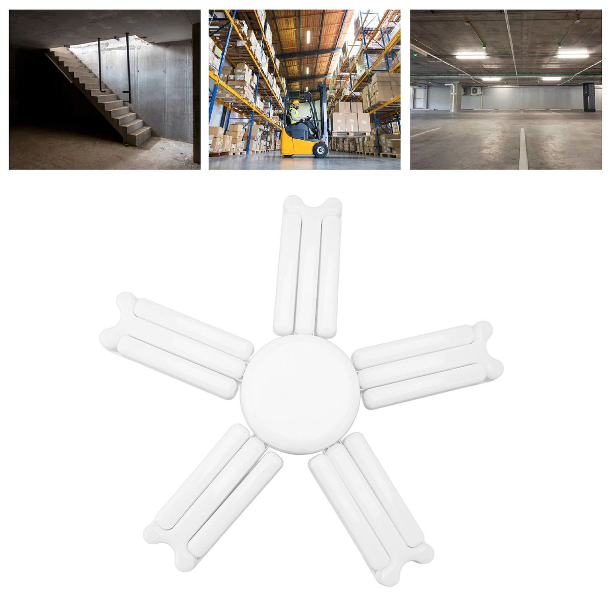 LED Garage Light 100W 6000 To 6500K E27 Base Foldable Adjustable Super Bright Garage Ceiling Lamp 85‑265V