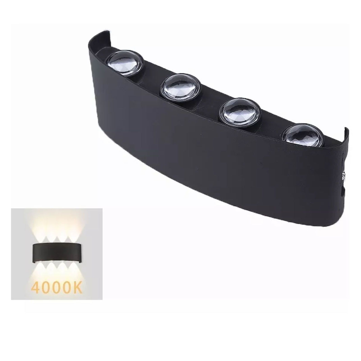 Up and Down Lights 8W 4000K Black Frame 8 Lamp Beads IP65 Waterproof LED Wall Lights for Bedroom Office Hotel