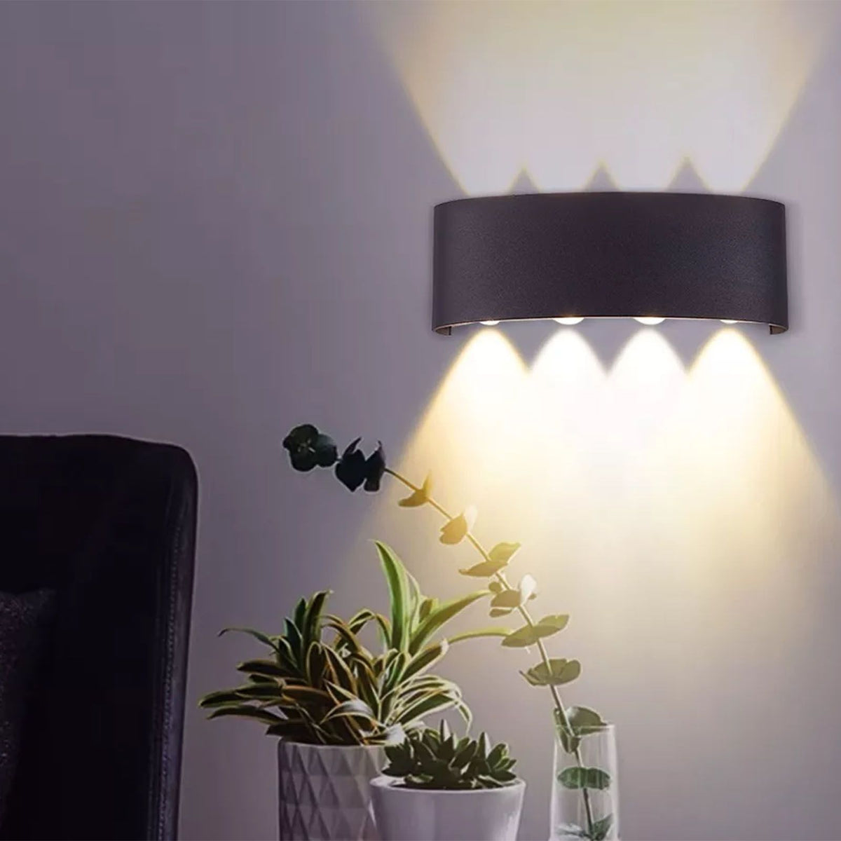 Up and Down Lights 8W 4000K Black Frame 8 Lamp Beads IP65 Waterproof LED Wall Lights for Bedroom Office Hotel