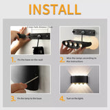 Up and Down Lights 8W 4000K Black Frame 8 Lamp Beads IP65 Waterproof LED Wall Lights for Bedroom Office Hotel - Close-Up Angle
