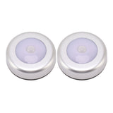 Motion Sensor Night Light Eye Protection Round Small LED Induction Lamp for Closet Drawer Bed Bottom 2pcs White Light