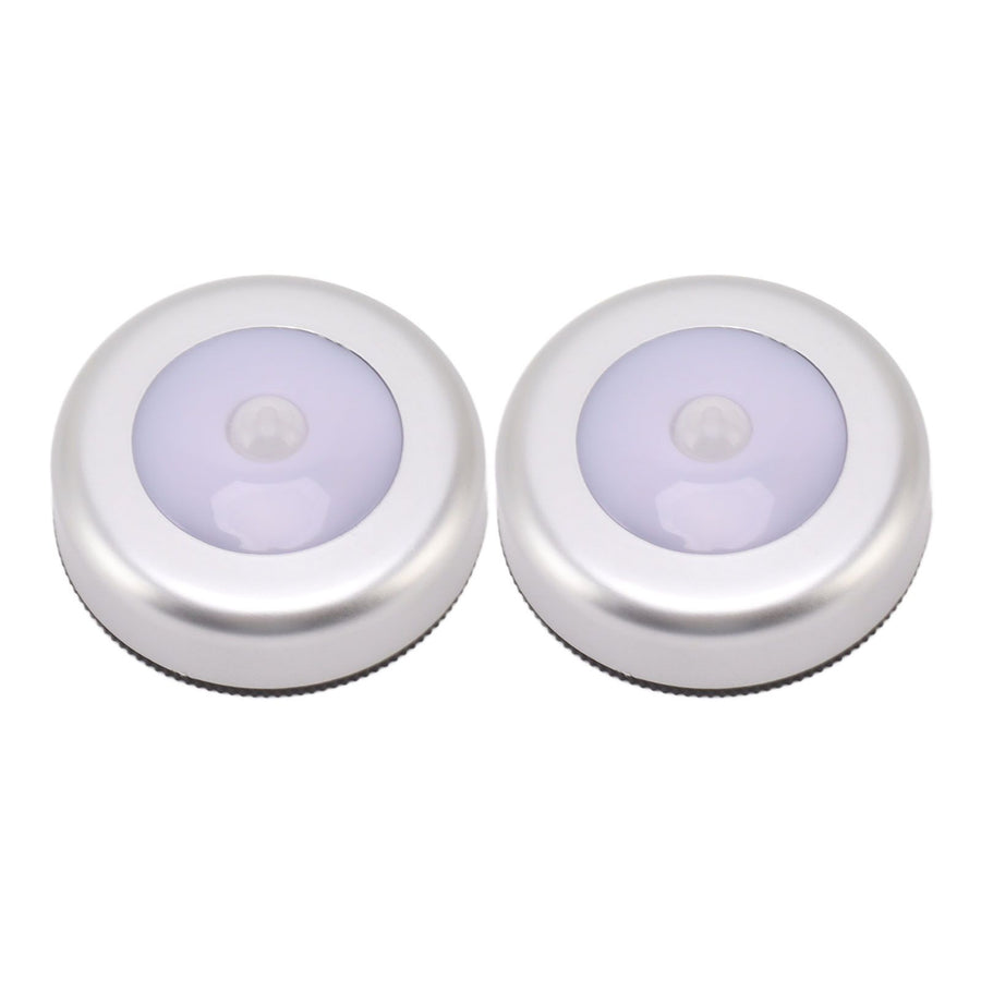 Motion Sensor Night Light Eye Protection Round Small LED Induction Lamp for Closet Drawer Bed Bottom 2pcs White Light