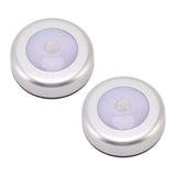 Motion Sensor Night Light Eye Protection Round Small LED Induction Lamp for Closet Drawer Bed Bottom 2pcs White Light - Front View
