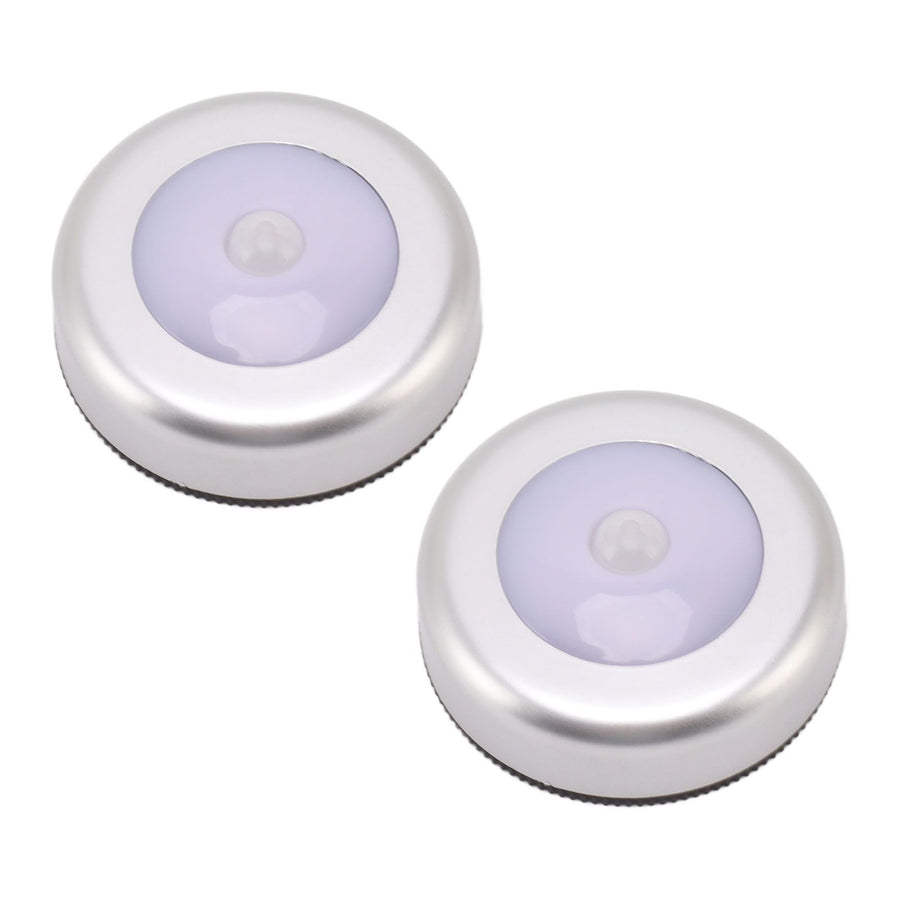 Motion Sensor Night Light Eye Protection Round Small LED Induction Lamp for Closet Drawer Bed Bottom 2pcs White Light