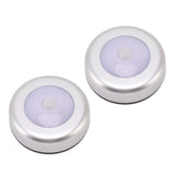 Motion Sensor Night Light Eye Protection Round Small LED Induction Lamp for Closet Drawer Bed Bottom 2pcs White Light