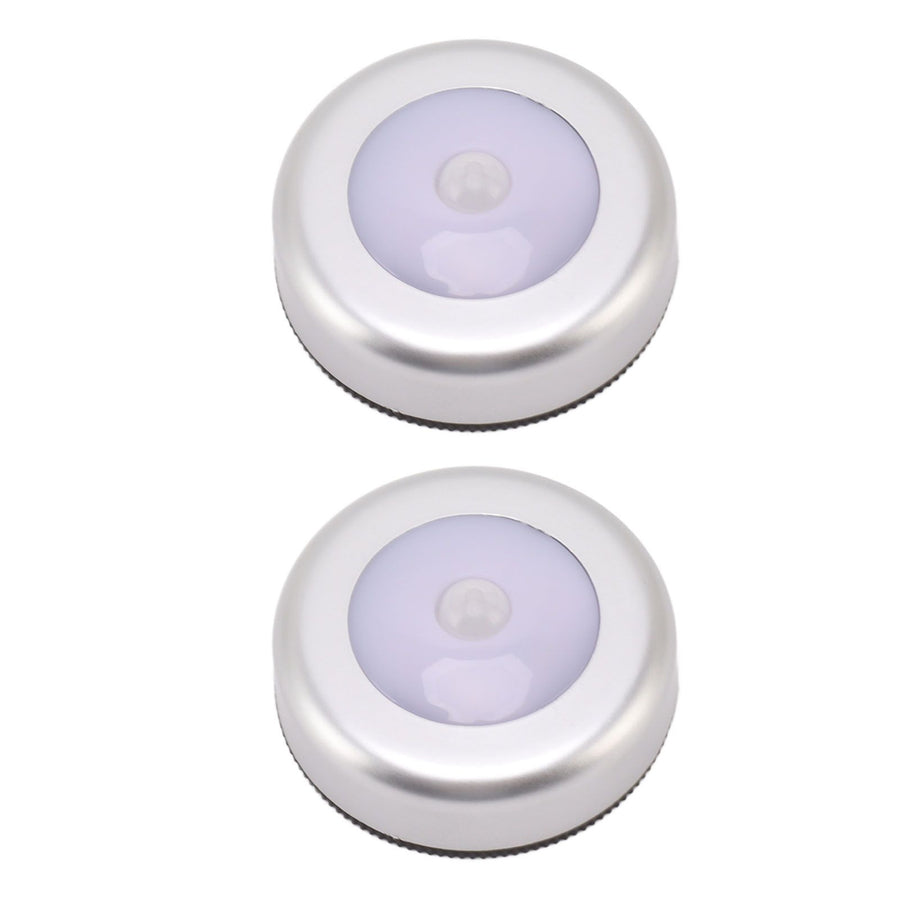 Motion Sensor Night Light Eye Protection Round Small LED Induction Lamp for Closet Drawer Bed Bottom 2pcs White Light
