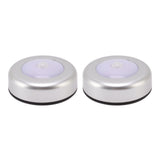 Motion Sensor Night Light Eye Protection Round Small LED Induction Lamp for Closet Drawer Bed Bottom 2pcs White Light - Rear View