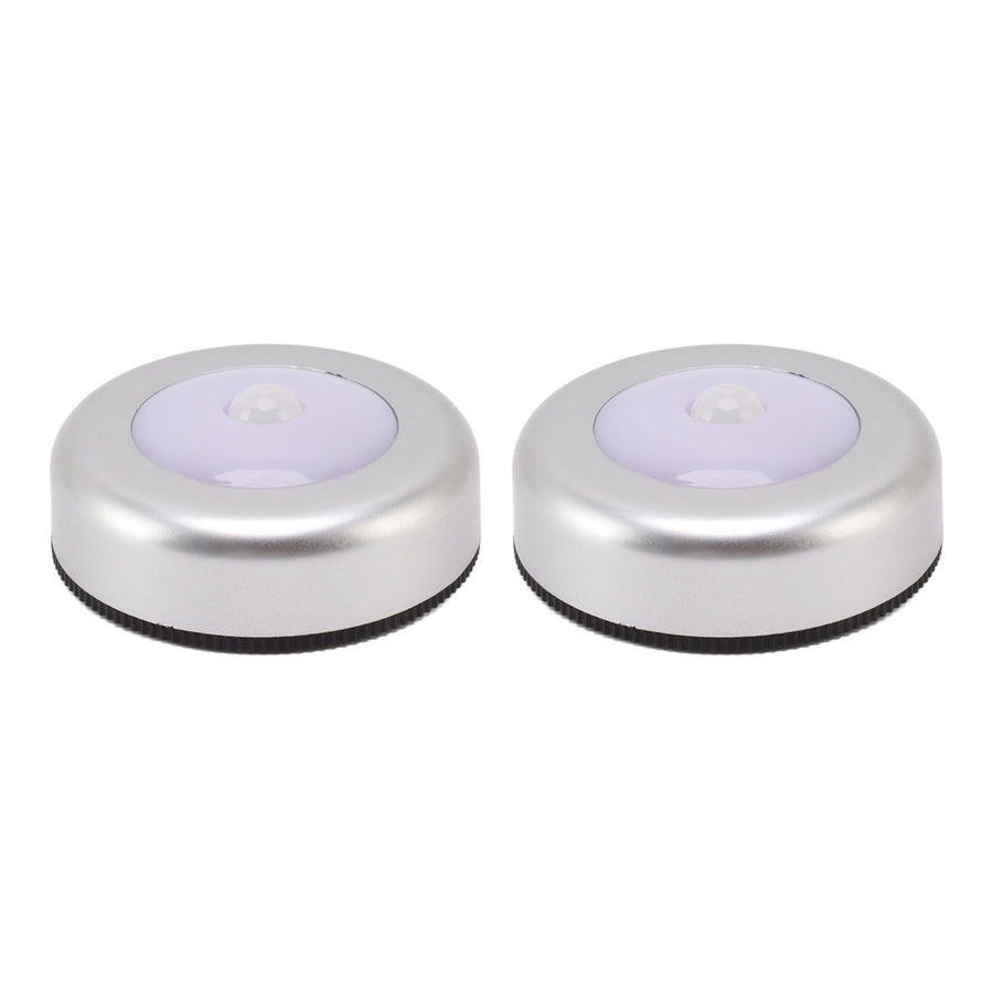 Motion Sensor Night Light Eye Protection Round Small LED Induction Lamp for Closet Drawer Bed Bottom 2pcs White Light