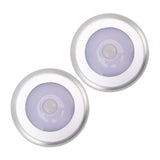 Motion Sensor Night Light Eye Protection Round Small LED Induction Lamp for Closet Drawer Bed Bottom 2pcs White Light