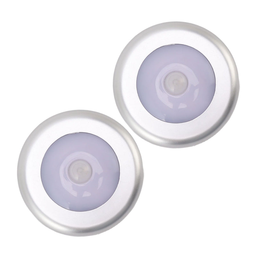 Motion Sensor Night Light Eye Protection Round Small LED Induction Lamp for Closet Drawer Bed Bottom 2pcs White Light
