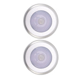 Motion Sensor Night Light Eye Protection Round Small LED Induction Lamp for Closet Drawer Bed Bottom 2pcs White Light