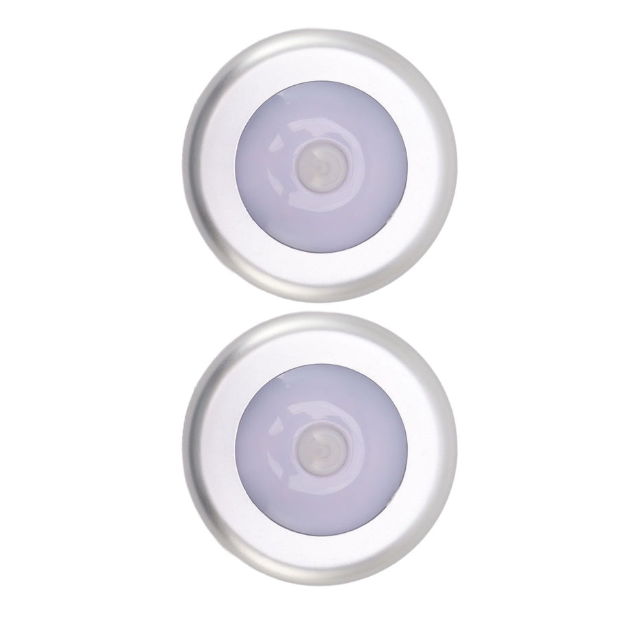 Motion Sensor Night Light Eye Protection Round Small LED Induction Lamp for Closet Drawer Bed Bottom 2pcs White Light